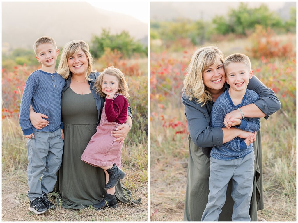 Mom hugs son at South Mesa