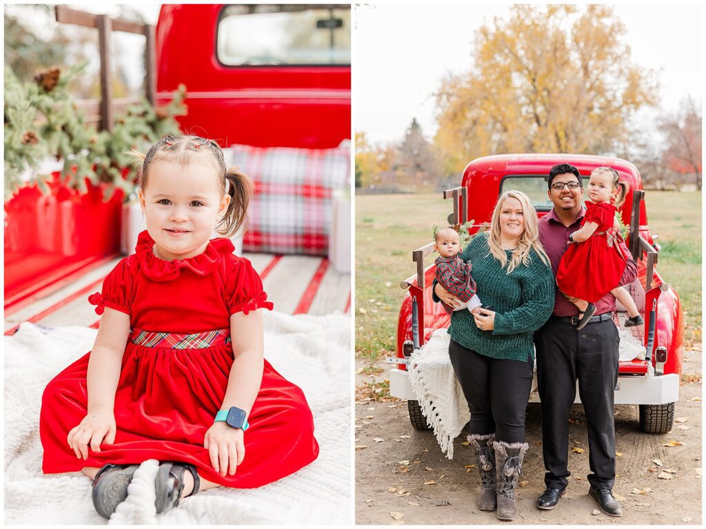 Girl is red dress poses for Catherine Chamberlain Photography