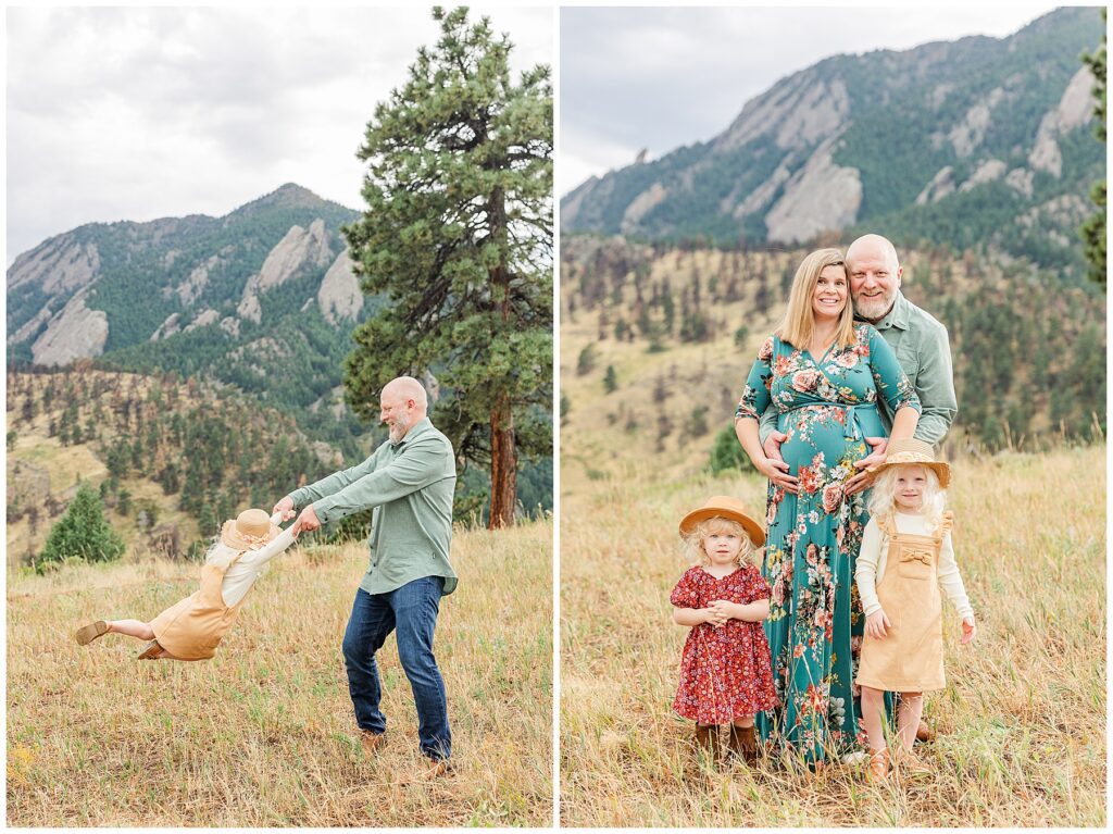 Light and airy outdoor maternity session with family photographer in Colorado