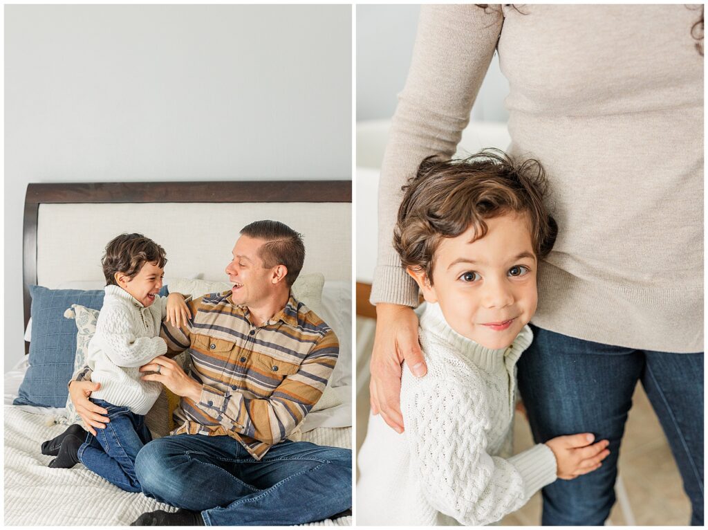 Dad and toddler share a laugh during a photoshoot with Catherine Chamberlain Photography in Boulder, CO