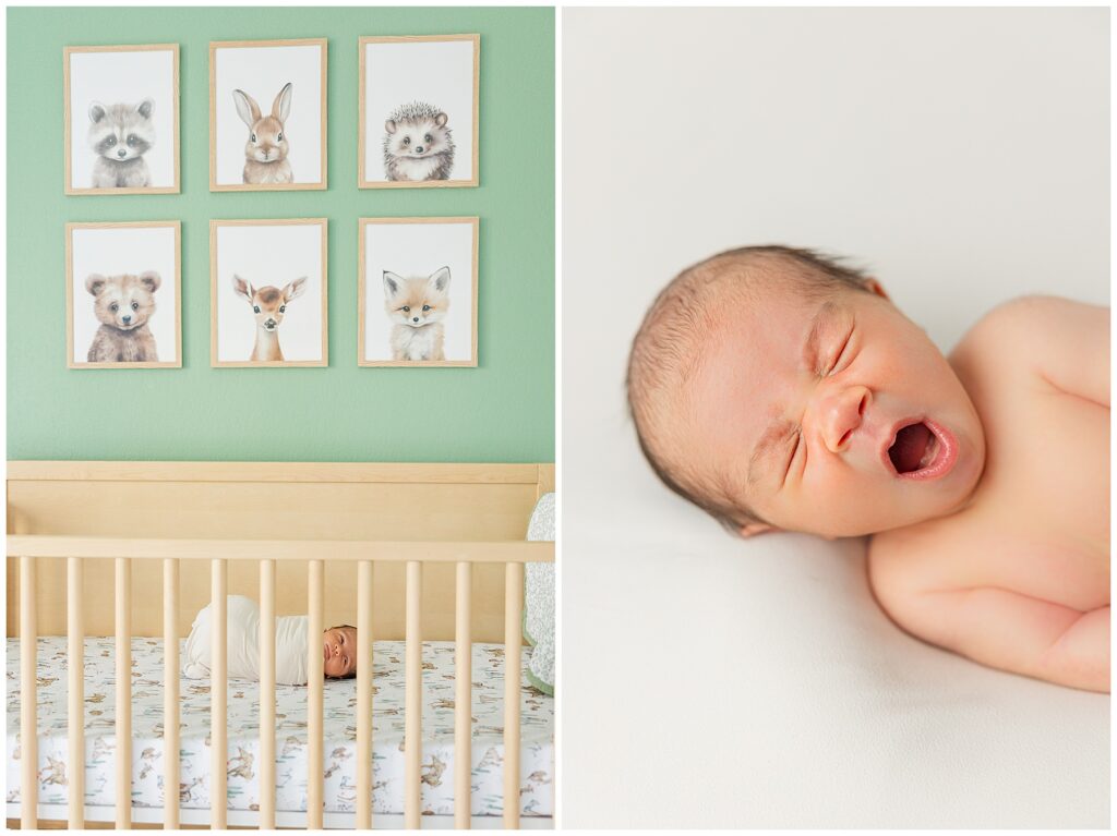 Baby yawns during life-style newborn session