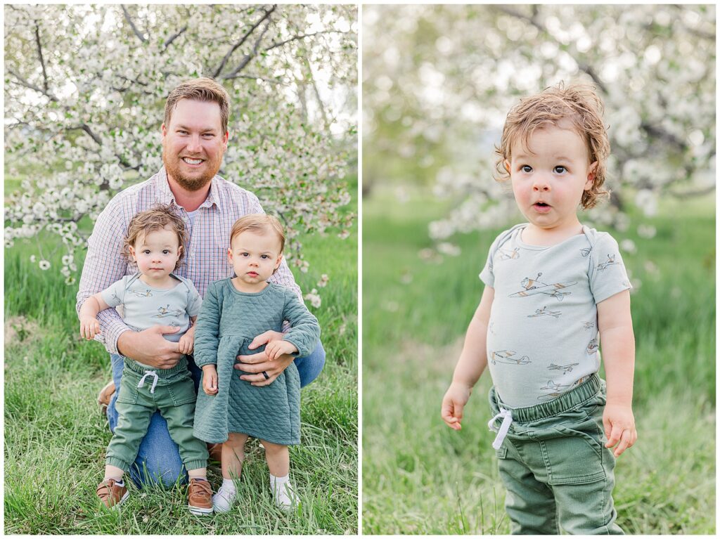 Light and airy mini session photos with apple blossoms in Denver, CO with Catherine Chamberlain Photography