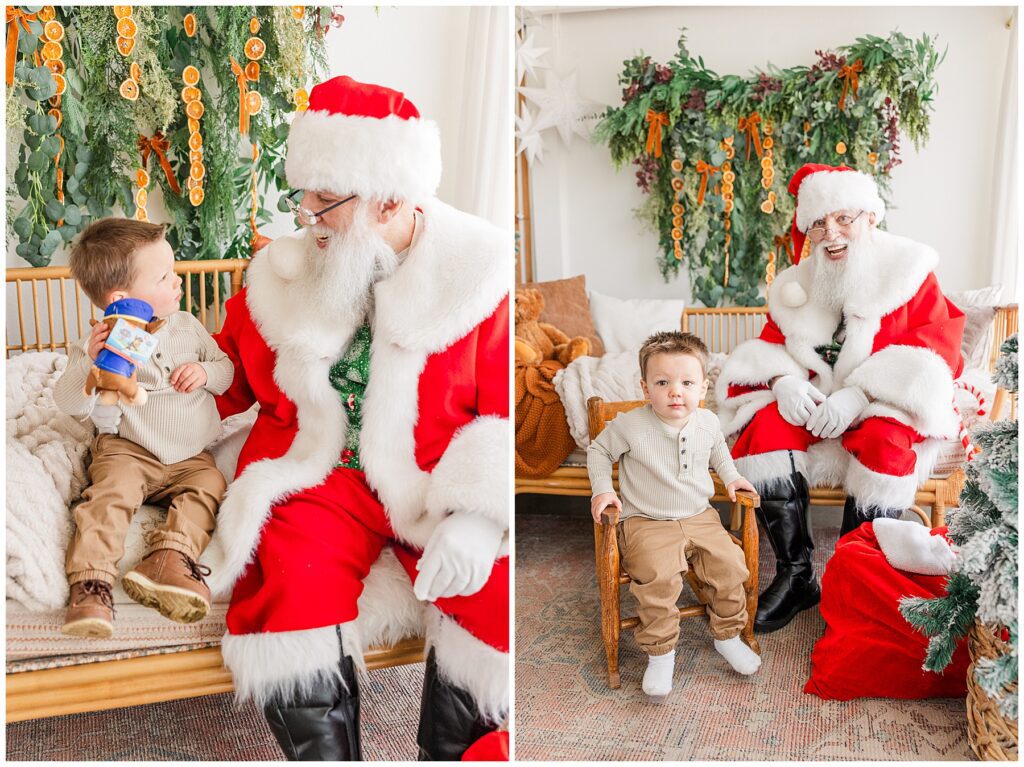 Colorado mini session with Santa at Sugarhill Studio in Longmont with light and airy family photographer Catherine Chamberlain of Catherine Chamberlain Photography based in Northern Colorado
