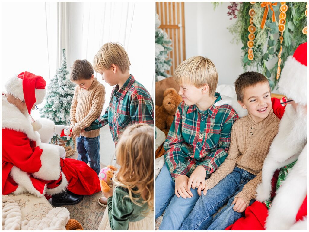 Colorado mini session with Santa at Sugarhill Studio in Longmont with light and airy family photographer Catherine Chamberlain of Catherine Chamberlain Photography based in Northern Colorado
